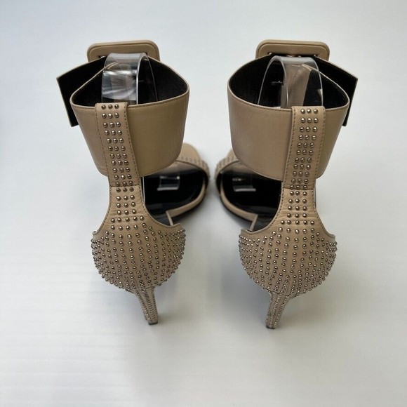 Saint Laurent Shoe Women 8.5 Jane Ankle Strap Italy Studs Heel Party Core 38.5 - Picture 3 of 14